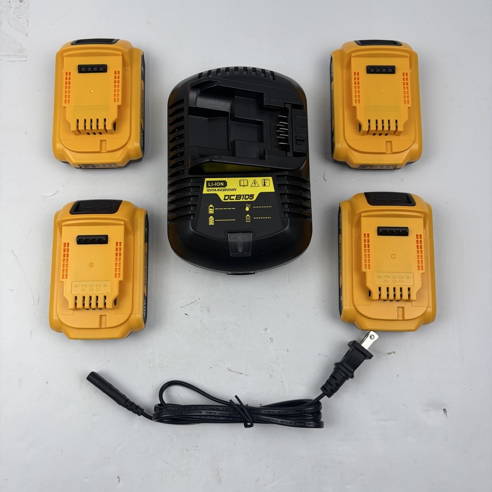 VelgoNyx 20V 4Ah Li-Ion Battery 4 Pack DCB203 & DCB105 Charger Yellow Tools Set